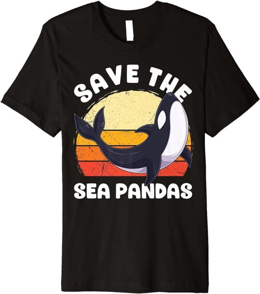 Save The Sea Pandas Orca Whale Dolphin Ocean Animal Life Premium T-Shirt