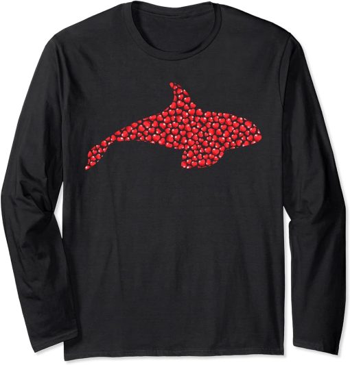 Orca Fish Lover Heart Shape Orca Valentine"s Day Long Sleeve T-Shirt