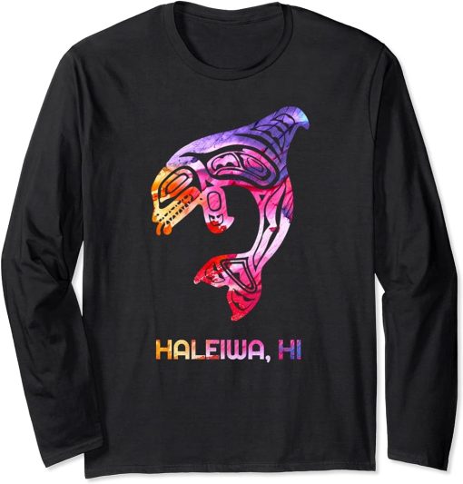 Tribal Haleiwa Orca Killer Whale Indigenous Native Long Sleeve T-Shirt