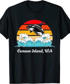 Vintage Camano Island WA Distressed Orca Killer Whale Art T-Shirt