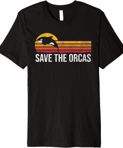 Retro Vintage Save The Orcas Funny Whale Lover Gift Premium T-Shirt