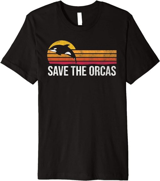 Retro Vintage Save The Orcas Funny Whale Lover Gift Premium T-Shirt