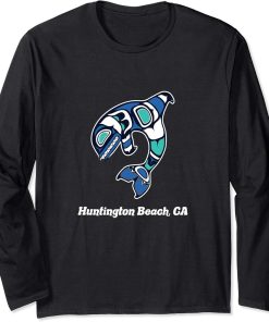 Huntington Beach CA Native American Tribal Orca Killer Whale Long Sleeve T-Shirt